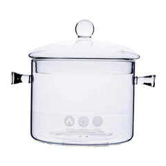 INSTACAN 1.5L High Borosilicate Heat-resistant Glass Clear Pasta Instant Noodle Pot Pan Stew Cooker Baby Food Milk Sauce Hot Pot with Lid Mini Size Cookware