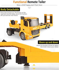 DOUBLE E RC Tow Truck Licensed Mercedes-Benz Acros Detachable Flatbed Semi-Trailer Engineering Tractor Remote Control Trailer Truck Electronics Hobby Toy with Sound and Lights ¡