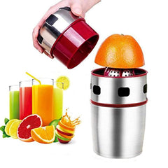 ELIKIDSTO Citrus Juicer, Lukasa Manual Juicer Portable Stainless Steel Hand Orange Juicer Lid Rotation Squeezer for Oranges, Lemons, Tangerines, Grapefruits and Other Fruits