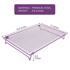 2-Tier Stackable Cooling Rack 17x11" Cross Grid Heavy Duty Stainless Steel Wire Rack for Cookies Cake Bread Oven Safe for Cooking Roasting Grilling Baking with 4 Stable Legs, Cookies Recipe Included
