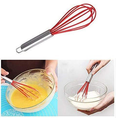 TEEVEA Silicone Whisk, Balloon Whisk Set, Wire Whisk, Egg Frother, Milk and Egg Beater Blender - Kitchen Utensils for Blending, Whisking, Beating, Stirring, Set of 3, Red,Yellow, Blue