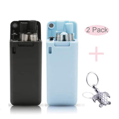 " Collapsible Reusable straw Packs, BPA Free, Tiny, Portable, Eco-Friendly, Wildlife Saving, Ocean Friendly, Bar Accessories, Tiny, Cleaning brush, Case and Key-Chain for easy Traveling … (Blue)"