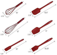 TEEVEA Silicone Whisk Spatula Spoonula & Brush Set of 6 - Wine Red