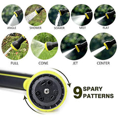 Anteko Garden Hose Strongest Expandable Water Hose 9 Functions Sprayer with Double Latex Core 3/4" Solid Brass Fittings Extra Strength Fabric - Improved Expanding Hose … (100 FT)