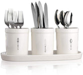 EIVOTOR 3 Glass Mason Jars with Black Chalk Label - 17 Ounces Clear Chalkboard Mugs on Galvanized Caddy with Handle - Home and Party Drinkware Set, Utensil Organizer, Vintage Rustic Decor Set