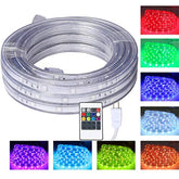 GREEN MORE 16.4 Feet Flat Flexible LED Rope Lights, Color Changing RGB Strip Light with Remote Control, 8 Colors Multiple Modes, Plug in Novelty Light, Connectable and Waterproof for Home Kitchen Outdoor Use