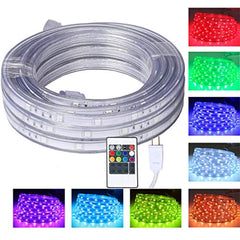GREEN MORE 16.4 Feet Flat Flexible LED Rope Lights, Color Changing RGB Strip Light with Remote Control, 8 Colors Multiple Modes, Plug in Novelty Light, Connectable and Waterproof for Home Kitchen Outdoor Use