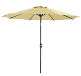 PATIO WATCHER 9-Ft Aluminum Patio Umbrella with Push Button Tilt and Crank, 250 GSM Fabric,8 Ribs, Beige
