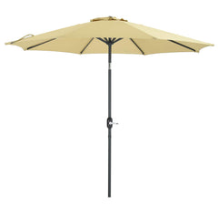 PATIO WATCHER 9-Ft Aluminum Patio Umbrella with Push Button Tilt and Crank, 250 GSM Fabric,8 Ribs, Beige