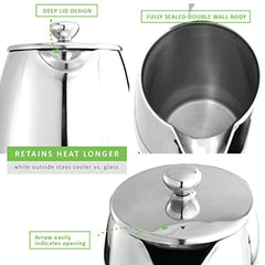 LINKYO Coffee French Press - Stainless Steel Coffee Maker 34oz, 1L