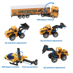 Oumoda 11 in 1 Transport Car, Die-cast Construction Truck Vehicle Car Toy Set Play Vehicles in Carrier Truck, Vehicles Toys Gifts for Age 3 4 + Years Old Kids, Boys and Girls