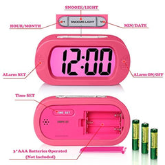 ZHPUAT Colorful Light Digital Alarm Clock with Snooze, Simple Setting, Progressive Alarm, Battery Operated, Shockproof, The Ideal Gift Clock for Kids & Convenient for Travel (Pink)