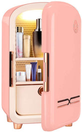SEAAN 12L Skincare Fridge Beauty Fridge SEAAN Pink Mini Makeup Cosmetic Fridge Mini Cooler Refrigerator Organizer for Bedroom to Cool Down Skincare Products, AC/DC Adapter