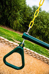 18" Trapeze Bar with Rings - Heavy Duty Steel with Plastic Coated Chains