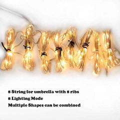 Patio Umbrella Lights 8 Lighting Mode 104 LED String Lights with Remote Control Umbrella Lights Battery Operated Waterproof Outdoor Lighting for Patio Umbrellas Outdoor Use Camping Tents Warm White