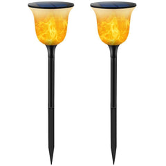TomCare Solar Lights Solar Torches Lights Waterproof Flickering Flames Torches Lights Outdoor Solar Powered Path Lights Dancing Flame Lighting Dusk to Dawn Auto On/Off for Garden Patio Yard(2)