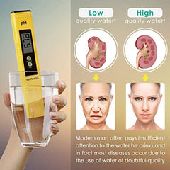 Digital PH Meter, VANTAKOOL PH Meter 0.01 PH High Accuracy Water Quality Tester with 0-14 PH Measurement Range for Household Drinking, Pool and Aquarium Water PH Tester Design with ATC (Blue) (yellow)
