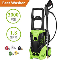 Oanon NIC4500 High Pressure Power Washer 3000 PHC Electric Pressure Washer,1800W Rolling Wheels High Pressure Professional Washer Cleaner Machine+ (5) Nozzle Adapter (3000PHC-Classic Model)