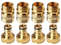 GORILLA EASY CONNECT Garden Hose Quick Connect Fittings. ¾ Inch GHT Solid Brass. 4 Sets of Male & Female Connectors.