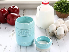 Sparrow Decor Mason Jar Measuring Cups Set - Set of 4 Ceramic Measuring Cups (1/4, 1/3, 1/2, 1 cup) in Rustic, Antique, Farmhouse Design Perfect for Your Kitchen by Sparrow Decor (Blue)