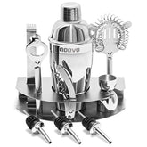 Mixology & Craft Stainless Steel 10 Piece Home Cocktail Mixology Tool Kit – With Bartender's Professional Shaker, Strainer, Jigger, Liquor Pourers and More – Attractive Gift Box and 100% Guarantee