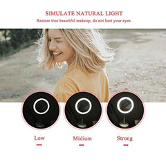 Dularf Cordless Lighted Makeup Mirror Rechargeable LED Wall Mounted Vanity Mirror Portable Clip Fill Light for Mobile Phone, with 5X Magnification Mirror and 360 Degree Swivel Rotation … (White)