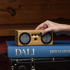 Bongo Bamboo Bluetooth Speaker - Portable & Wireless Retro Wood Design - Vintage Black & White
