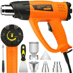 Heat Gun Variable Temperature, Yome 1800W 140℉~1112℉(60℃- 600℃) Hot Air Gun with 2 Speed-Setting, Overload Protection, 4 Nozzle Attachments for Shrink Wrapping, Crafts, Cell Phone Repairs, Orange