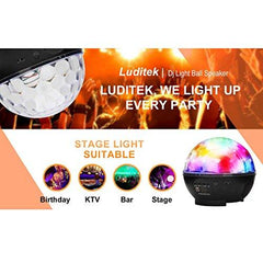 Luditek Portable Stage Lights with Remote, DJ Lights with Bluetooth Speaker, LED Disco Ball Lights Party Lighting Powered by Rechargeable Battery