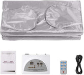 SEAAN Sauna Blanket Upgraded Far Infrared, Professional Body Shaper Hand-reachable Design, Digital Thermal Sauna Blanket Body Shaper with 50 Packs Plastic Sheeting for Fitness Strength (Silver)