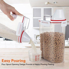 Mini Dry Food Storage Container - Rice Container with Pour Spout + Cup - Handy Dry Food Keeper for Sugar Beans Grain Candy 1.5L Blue