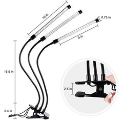 HYD-Parts Grow Light, Grow Lights for Indoor Plants, Moer Sky 27W 54 LED Bulbs Timming Plant Grow Lamp with Red, Blue Spectrum, 3/6/12H Timer, 3-Head Divide Control Adjustable Gooseneck, 5 Dimmable Levels