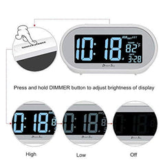 DreamSky Auto Time Set Alarm Clock with Snooze and Dimmer, Charging Station/Phone Charger with Dual USB Port .Auto DST Setting, 4 Time Zone Optional, Battery Backup. (White)