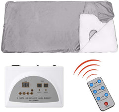 SEAAN Sauna Blanket Upgraded Far Infrared, Professional Body Shaper Hand-reachable Design, Digital Thermal Sauna Blanket Body Shaper with 50 Packs Plastic Sheeting for Fitness Strength (Silver)