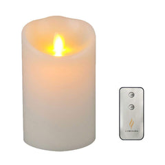 Luminara Flameless Candle Dancing Wick Pillar LED Candle with Remote & Timer, 3.5-inch by 5-inch Ivory ¡