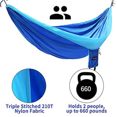 Wonbor Hammock, Camping Double Hammock Lightweight Portable Parachute Nylon Hammock with Tree Straps Ropes for Outdoor Backpack Travel Beach Yard Hanging Bed Sleeping Swing