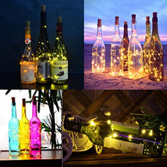 LEDIKON 20 Pack 20 Led Wine Bottle Lights with Cork,3.3Ft Silver Wire Warm White Cork Lights Battery Operated Fairy Mini String Lights for Wedding Party Wine Liquor Bottles Crafts Christmas Decors Decor