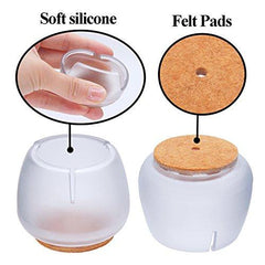 LimBridge Chair Leg Wood Floor Protectors, Chair Feet Glides Furniture Carpet Saver, Silicone Caps with Felt Pads #2, Round Diameter 1-7/16" to 1-5/8" (3.7cm-4.2cm) 16 Pack