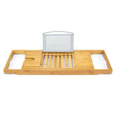 Bellasentials Bamboo Bathtub Caddy & Bathroom Organizer with Extending Sides and Adjustable Book Holder for a Customized Fit - Perfect Tray for Tub Accessories