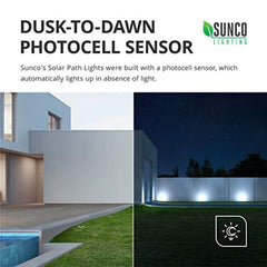 Sunco Lighting 12 Pack Solar Path Lights, Dusk-to-Dawn, Cross Spike Stake for Easy in Ground Install, Solar Powered LED Landscape Lighting - RoHS/CE