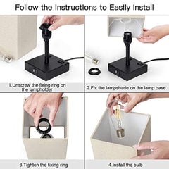 Touch Control Dimmable Table Lamp-Bedside Desk Lamp-Modern Nightstand Lamp for Bedroom Living Room Office with Two USB Charging Ports, Two AC Outlets,Dimmable Vintage 60W Equivalent LED Bulb Included