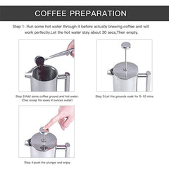 X-Chef Stainless Steel French Press, Large Espresso Coffee Maker-Double Filter, Vacuum Insulated for Home Office Camping 51oz/1500ML, 12 Cups