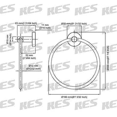 Kes Bath 3M Hand Towel Holder Ring Hanger Self-Adhesive + Nail Drill Free Glue Damage Free SUS304 Stainless Steel Brushed Finish, A2180DM-2