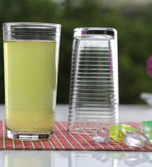 Set of 16 Heavy Base Ribbed Durable Drinking Glasses Includes 8 Cooler Glasses(17oz) and 8 Rocks Glasses(13oz), 16-piece Elegant Glassware Set