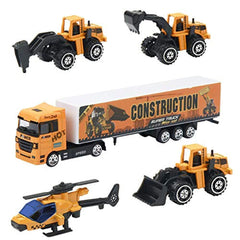 Oumoda 11 in 1 Transport Car, Die-cast Construction Truck Vehicle Car Toy Set Play Vehicles in Carrier Truck, Vehicles Toys Gifts for Age 3 4 + Years Old Kids, Boys and Girls