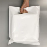 SES.CO 12"x15" White Plastic Merchandise Bags Extra Thick Medium Die Cut Shopping Package,100ct