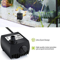 Homasy 80 GPH (300L/H, 4W) Submersible Water Pump, Ultra Quiet For Pond, Aquarium, Fish Tank Fountain, Powerful Water Pump with 5.9ft (1.8m) Power Cord