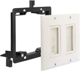 2 Gang Brush Wall Plate WI1008WH-1 1 Pack Deco Insert Mounting Bracket for Low Voltage Cable Pass Networking Wires Audio Vedio HDMI HDTV Home Theater