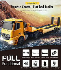 DOUBLE E RC Tow Truck Licensed Mercedes-Benz Acros Detachable Flatbed Semi-Trailer Engineering Tractor Remote Control Trailer Truck Electronics Hobby Toy with Sound and Lights ¡