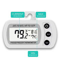 TSYMO 2 Pack Digital Refrigerator Freezer Thermometer,Max/Min Record Function with Large LCD Display
